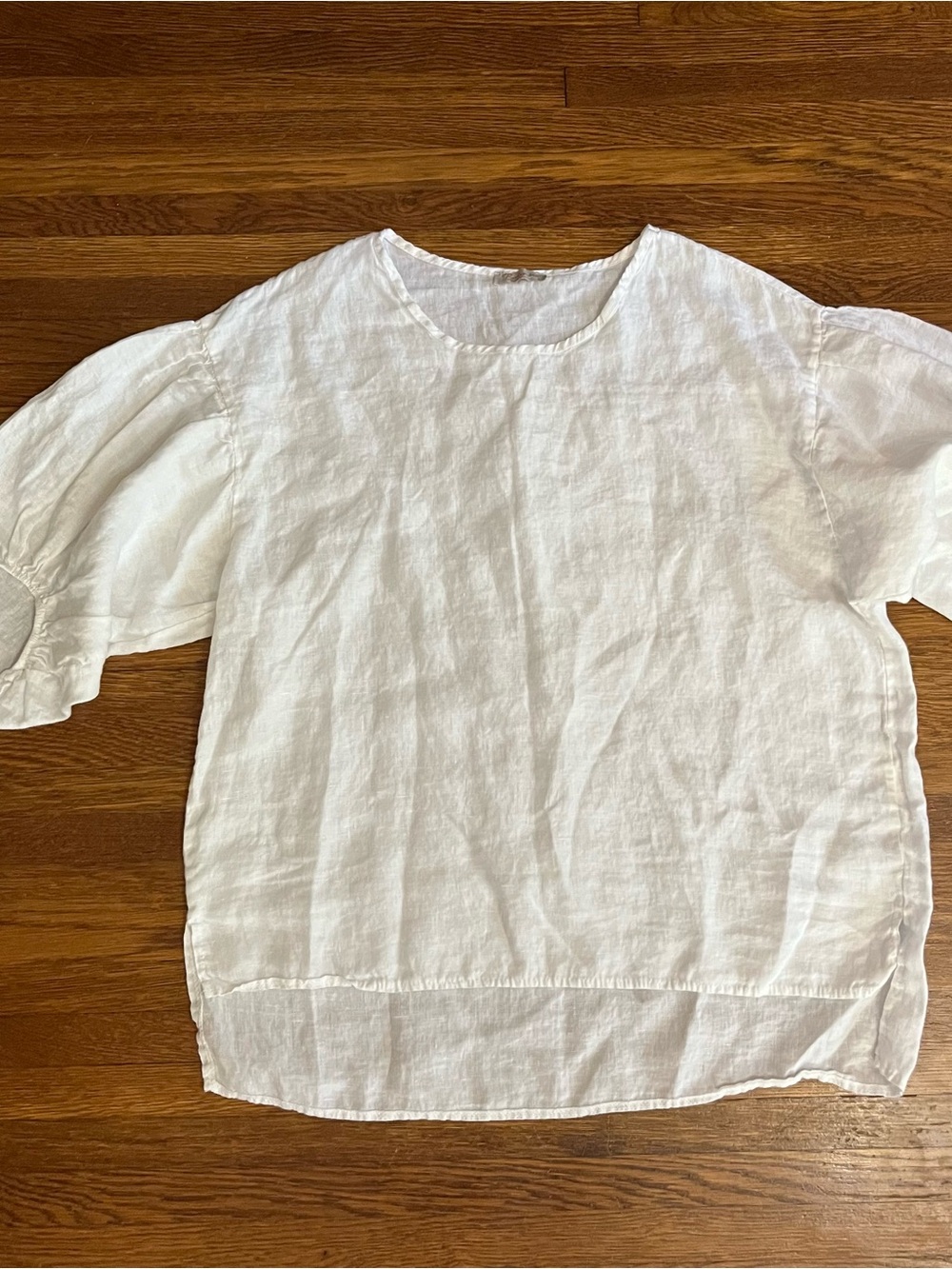 Bellambra Italy L 100% linen white top poetcore lagenlook coastal - Picture 2 of 9